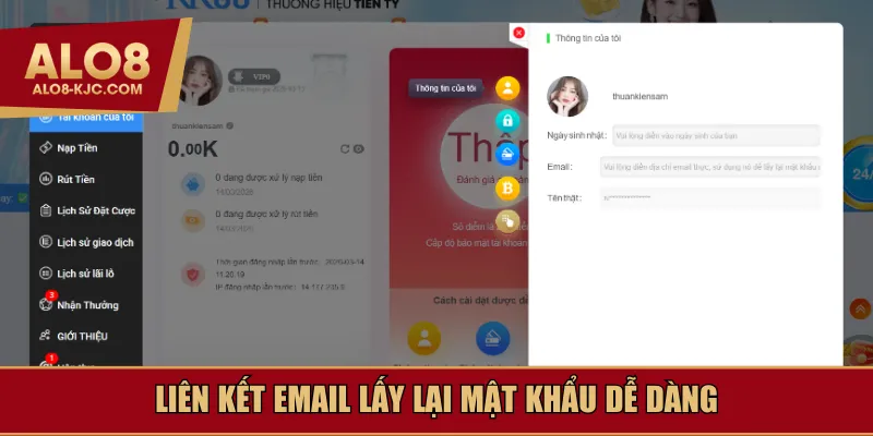 Liên kết email lấy lại mật khẩu dễ dàng