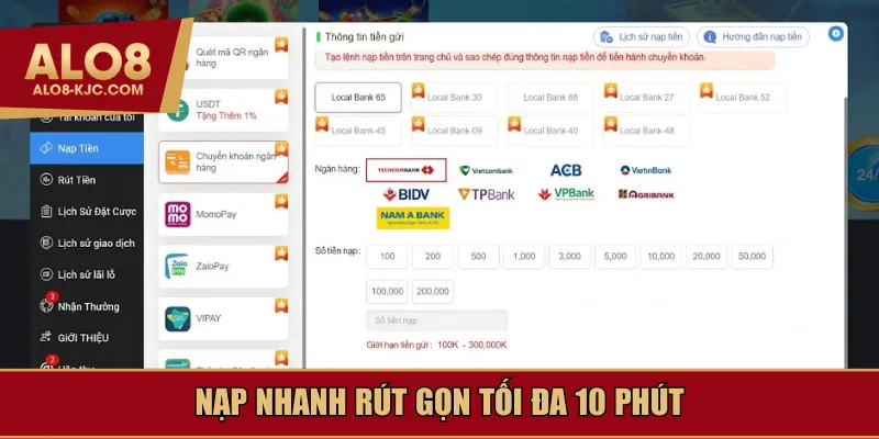 Nạp nhanh rút gọn tối đa 10 phút